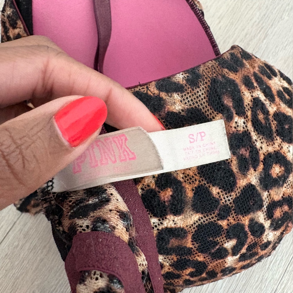 PINK Victorias Secrets Lace Bralette Small Chettah Animal Print Black Brown - Picture 8 of 11